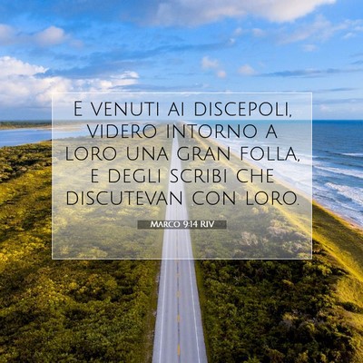 Picture 07 - Marco 9:14 RIV - E venuti ai discepoli, videro intorno a loro una - Bible Verse Picture