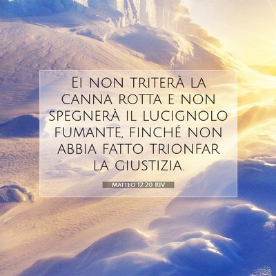 Picture 07 - Matteo 12:20 RIV - Ei non triterà la canna rotta e non spegnerà il - Bible Verse Picture