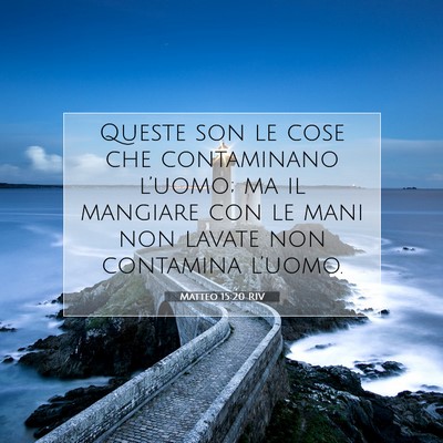 Picture 07 - Matteo 15:20 RIV - Queste son le cose che contaminano l’uomo; ma - Bible Verse Picture