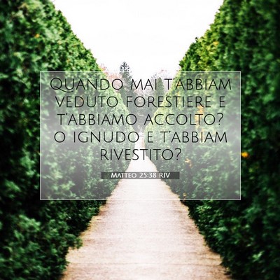 Picture 07 - Matteo 25:38 RIV - Quando mai t’abbiam veduto forestiere e - Bible Verse Picture