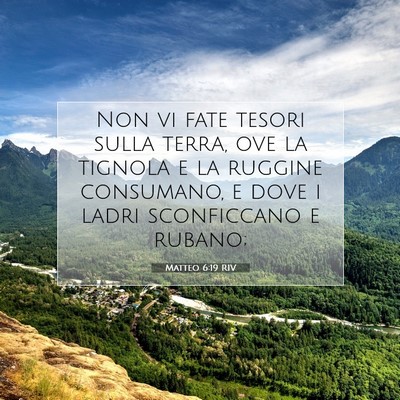 Picture 07 - Matteo 6:19 RIV - Non vi fate tesori sulla terra, ove la tignola e - Bible Verse Picture