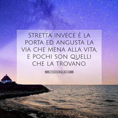 Picture 07 - Matteo 7:14 RIV - Stretta invece è la porta ed angusta la via che - Bible Verse Picture