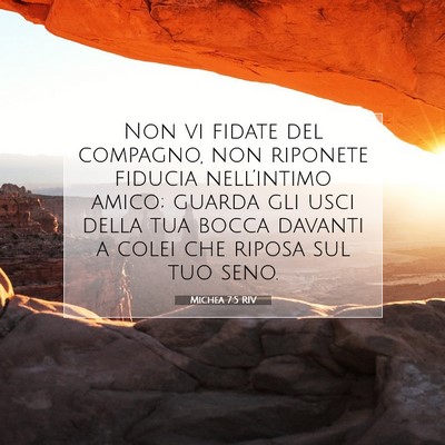 Picture 07 - Michea 7:5 RIV - Non vi fidate del compagno, non riponete fiducia - Bible Verse Picture