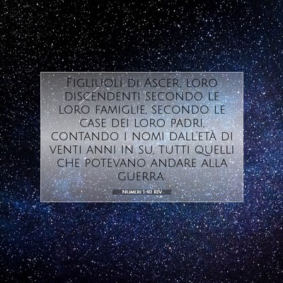 Picture 07 - Numeri 1:40 RIV - Figliuoli di Ascer, loro discendenti secondo le - Bible Verse Picture