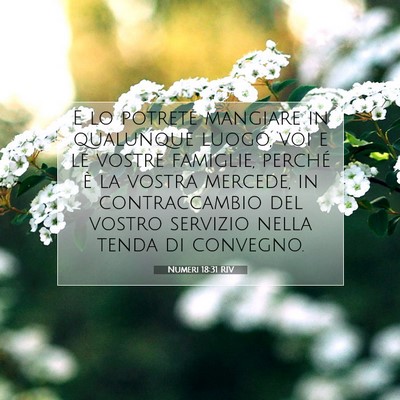 Picture 07 - Numeri 18:31 RIV - E lo potrete mangiare in qualunque luogo, voi e - Bible Verse Picture