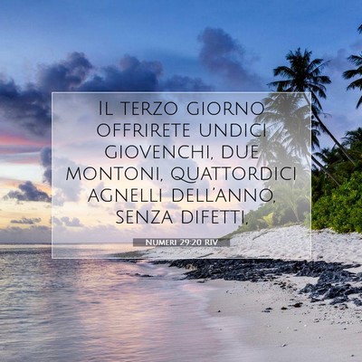 Picture 07 - Numeri 29:20 RIV - Il terzo giorno offrirete undici giovenchi, due - Bible Verse Picture
