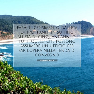 Picture 07 - Numeri 4:30 RIV - farai il censimento, dall’età di trent’anni - Bible Verse Picture