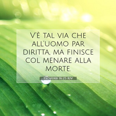Picture 07 - Proverbi 16:25 RIV - V’è tal via che all’uomo par diritta, ma - Bible Verse Picture