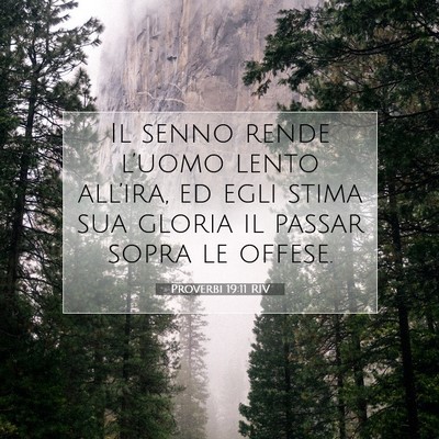 Picture 07 - Proverbi 19:11 RIV - Il senno rende l’uomo lento all’ira, ed egli - Bible Verse Picture