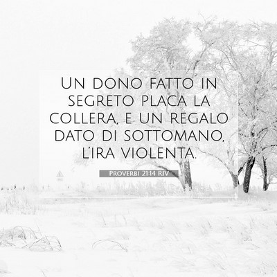 Picture 07 - Proverbi 21:14 RIV - Un dono fatto in segreto placa la collera, e un - Bible Verse Picture