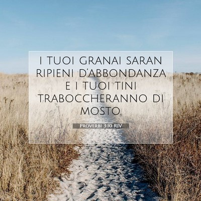 Picture 07 - Proverbi 3:10 RIV - i tuoi granai saran ripieni d’abbondanza e i - Bible Verse Picture