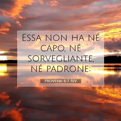 Picture 07 - Proverbi 6:7 RIV - Essa non ha né capo, né sorvegliante, né - Bible Verse Picture