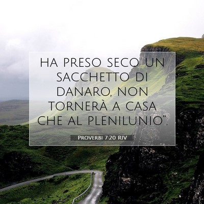 Picture 07 - Proverbi 7:20 RIV - ha preso seco un sacchetto di danaro, non - Bible Verse Picture