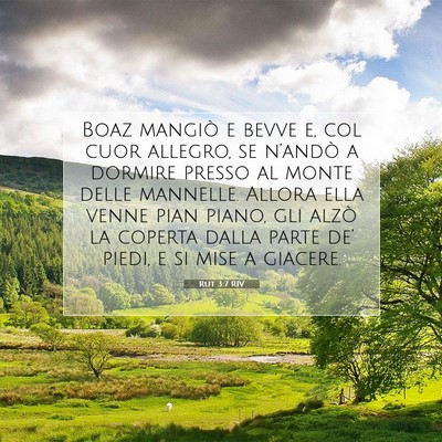 Picture 07 - Rut 3:7 RIV - Boaz mangiò e bevve e, col cuor allegro, se - Bible Verse Picture