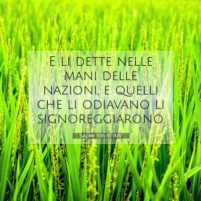 Picture 07 - Salmi 106:41 RIV - E li dette nelle mani delle nazioni, e quelli che - Bible Verse Picture