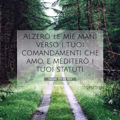 Picture 07 - Salmi 119:48 RIV - Alzerò le mie mani verso i tuoi comandamenti che - Bible Verse Picture