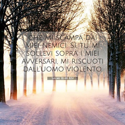 Picture 07 - Salmi 18:48 RIV - che mi scampa dai miei nemici. Sì, tu mi sollevi - Bible Verse Picture