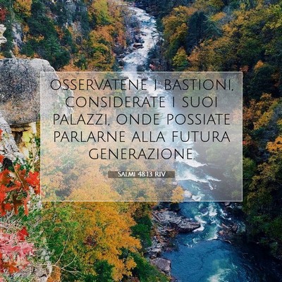 Picture 07 - Salmi 48:13 RIV - osservatene i bastioni, considerate i suoi - Bible Verse Picture