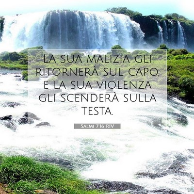 Picture 07 - Salmi 7:16 RIV - La sua malizia gli ritornerà sul capo, e la sua - Bible Verse Picture