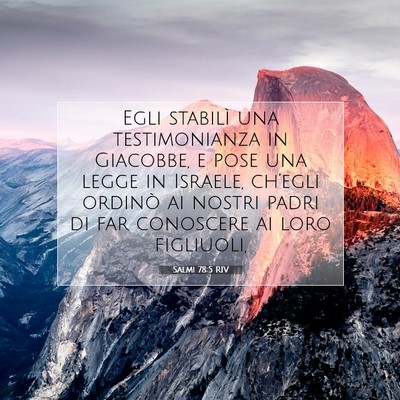Picture 07 - Salmi 78:5 RIV - Egli stabilì una testimonianza in Giacobbe, e - Bible Verse Picture