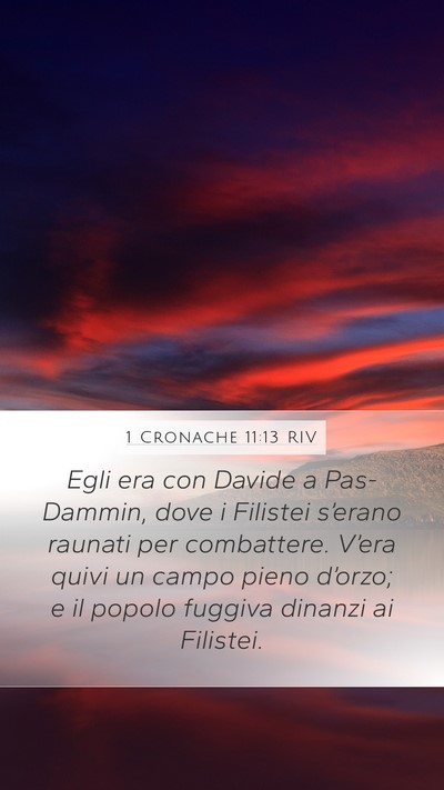 1 Cronache 11:13 RIV Mobile Phone Wallpaper - Egli era con Davide a Pas-Dammin, dove i Filistei - Mobile Bible Verse Wallpaper