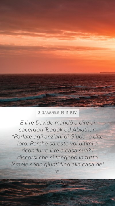 2 Samuele 19:11 RIV Mobile Phone Wallpaper - E il re Davide mandò a dire ai sacerdoti Tsadok - Mobile Bible Verse Wallpaper