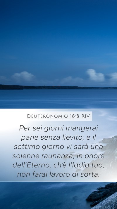 Deuteronomio 16:8 RIV Mobile Phone Wallpaper - Per sei giorni mangerai pane senza lievito; e il - Mobile Bible Verse Wallpaper