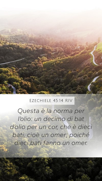 Ezechiele 45:14 RIV Mobile Phone Wallpaper - Questa è la norma per l’olio: un decimo di bat - Mobile Bible Verse Wallpaper