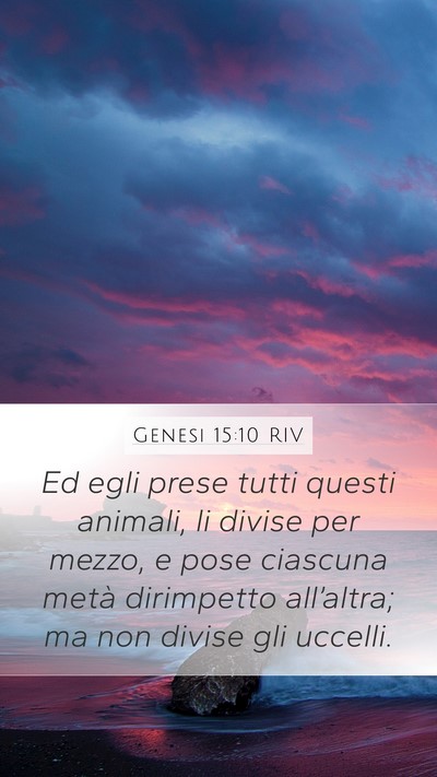 Genesi 15:10 RIV Mobile Phone Wallpaper - Ed egli prese tutti questi animali, li divise per - Mobile Bible Verse Wallpaper