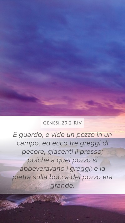 Genesi 29:2 RIV Mobile Phone Wallpaper - E guardò, e vide un pozzo in un campo; ed ecco - Mobile Bible Verse Wallpaper
