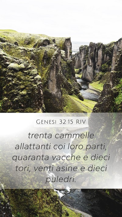 Genesi 32:15 RIV Mobile Phone Wallpaper - trenta cammelle allattanti coi loro parti, - Mobile Bible Verse Wallpaper