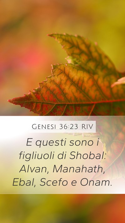 Genesi 36:23 RIV Mobile Phone Wallpaper - E questi sono i figliuoli di Shobal: Alvan, - Mobile Bible Verse Wallpaper
