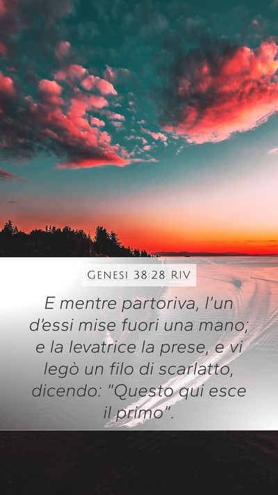 Genesi 38:28 RIV Mobile Phone Wallpaper - E mentre partoriva, l’un d’essi mise fuori - Mobile Bible Verse Wallpaper