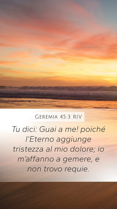 Geremia 45:3 RIV Mobile Phone Wallpaper - Tu dici: Guai a me! poiché l’Eterno aggiunge - Mobile Bible Verse Wallpaper