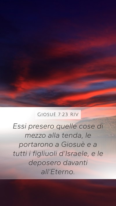 Giosué 7:23 RIV Mobile Phone Wallpaper - Essi presero quelle cose di mezzo alla tenda, le - Mobile Bible Verse Wallpaper