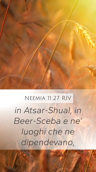 Neemia 11:27 RIV Mobile Phone Wallpaper - in Atsar-Shual, in Beer-Sceba e ne’ luoghi che - Mobile Bible Verse Wallpaper