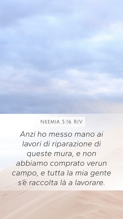 Neemia 5:16 RIV Mobile Phone Wallpaper - Anzi ho messo mano ai lavori di riparazione di - Mobile Bible Verse Wallpaper