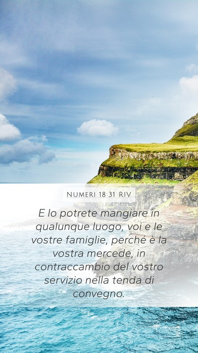 Numeri 18:31 RIV Mobile Phone Wallpaper - E lo potrete mangiare in qualunque luogo, voi e - Mobile Bible Verse Wallpaper