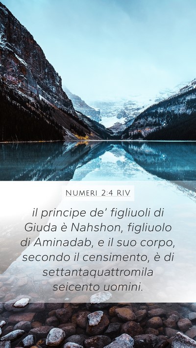 Numeri 2:4 RIV Mobile Phone Wallpaper - il principe de’ figliuoli di Giuda è Nahshon, - Mobile Bible Verse Wallpaper