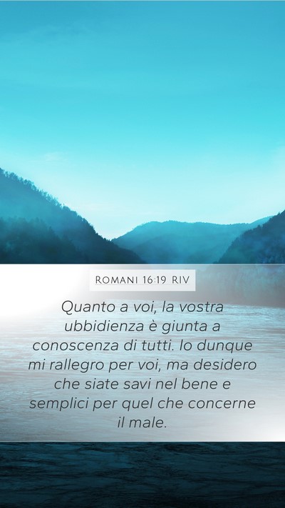 Romani 16:19 RIV Bible Verse Image