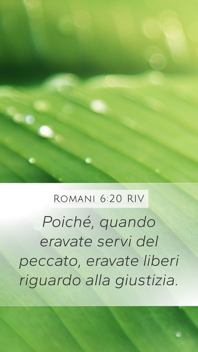 Romani 6:20 RIV Mobile Phone Wallpaper - Poiché, quando eravate servi del peccato, - Mobile Bible Verse Wallpaper